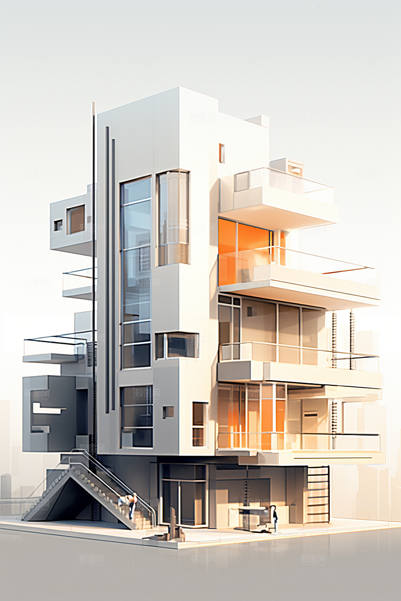 平面建筑设计感大厦插画