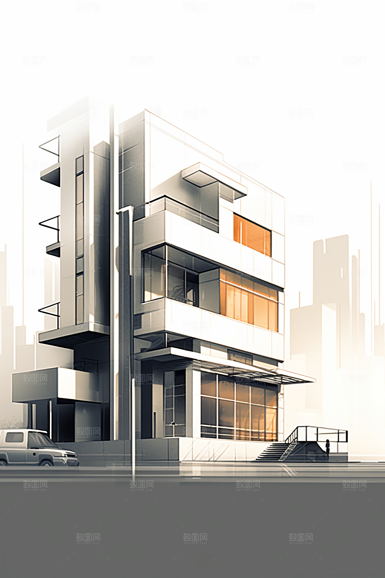 平面建筑高清设计感插画
