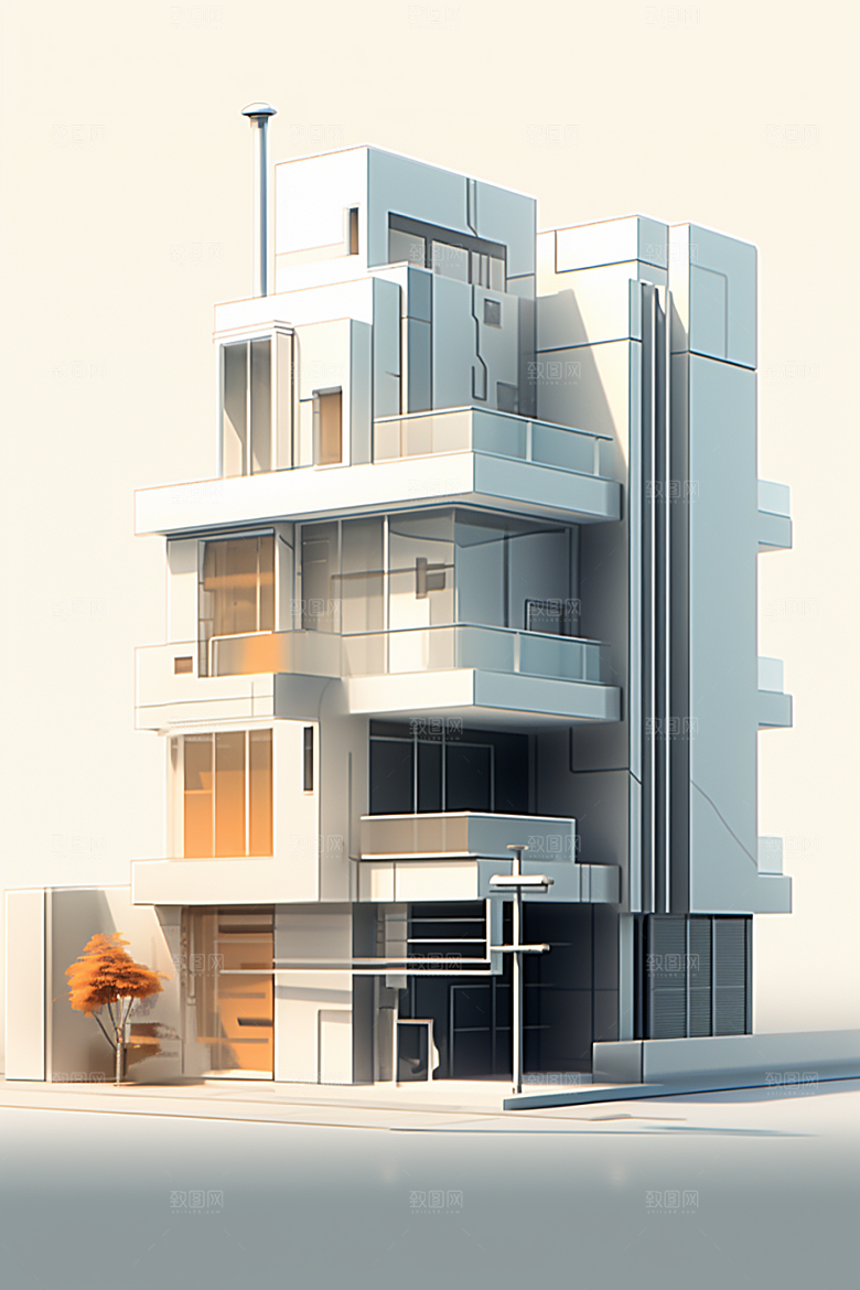 平面建筑高清几何插画