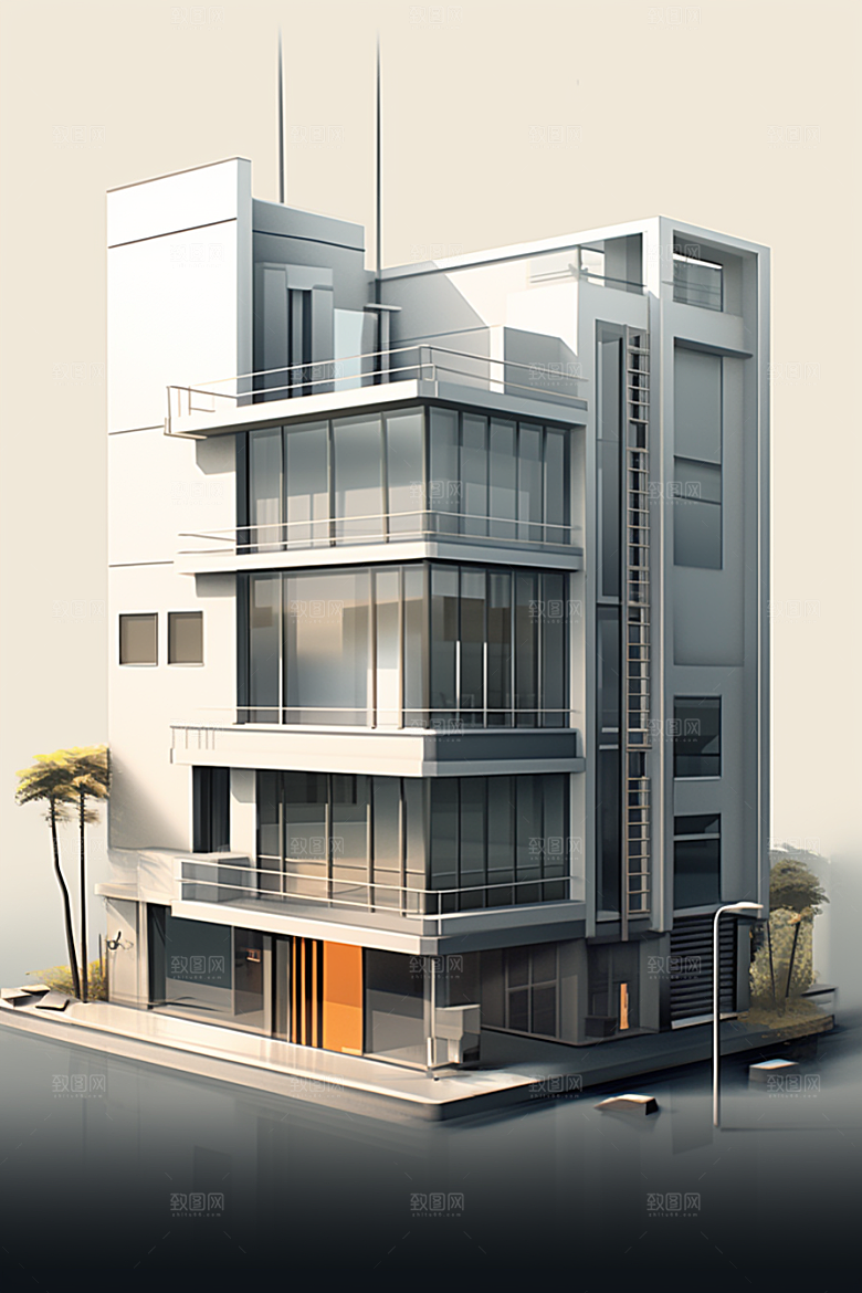 平面建筑设计感大厦插画