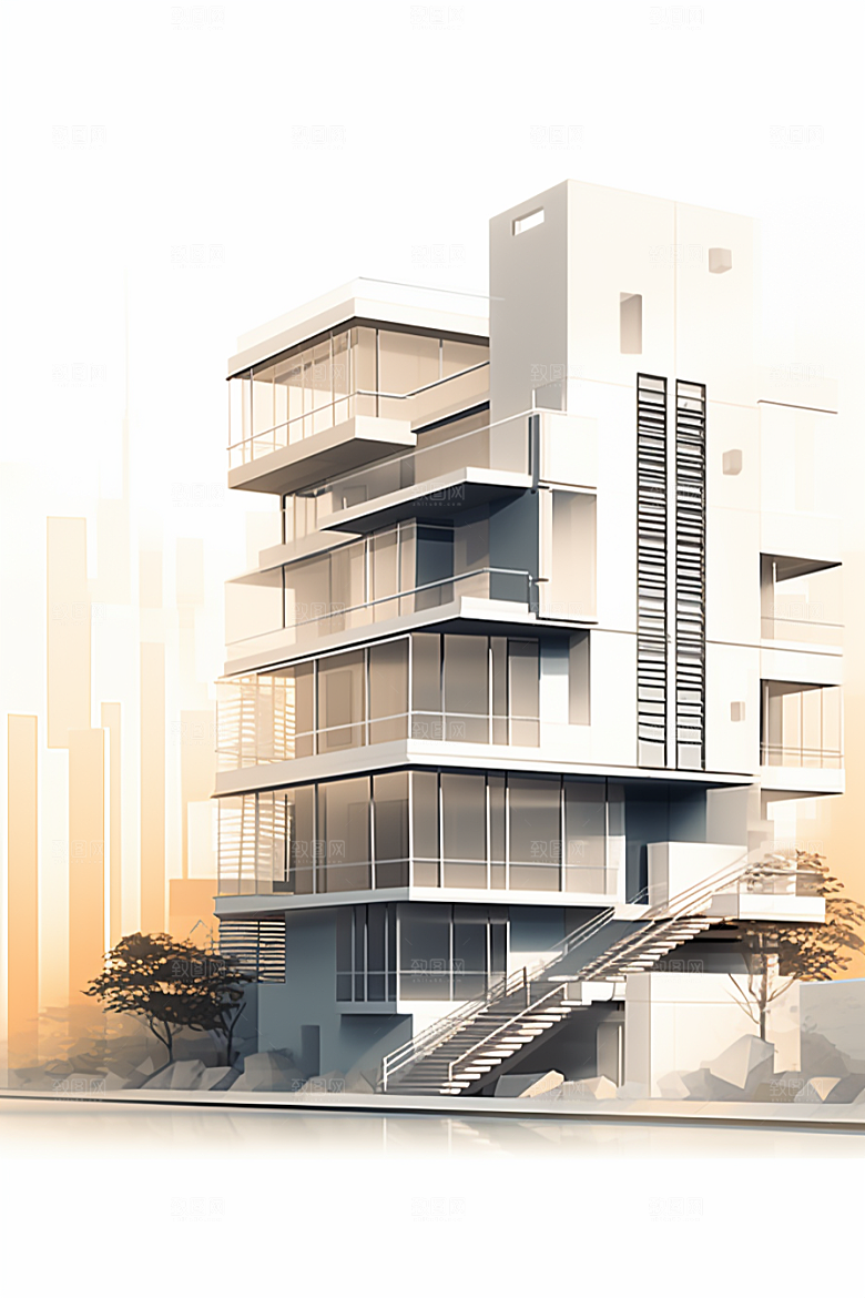 平面建筑高清大厦插画