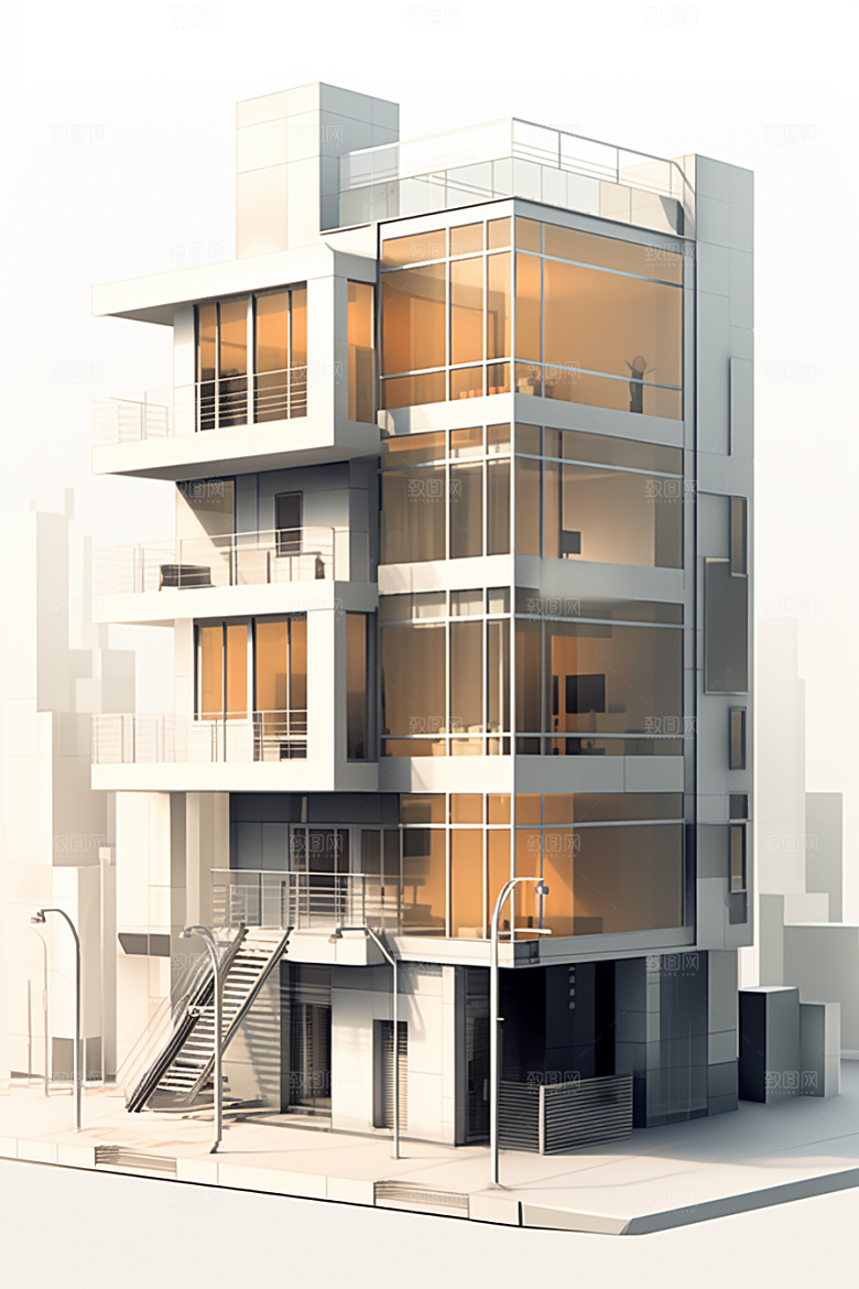 平面建筑简约设计感插画