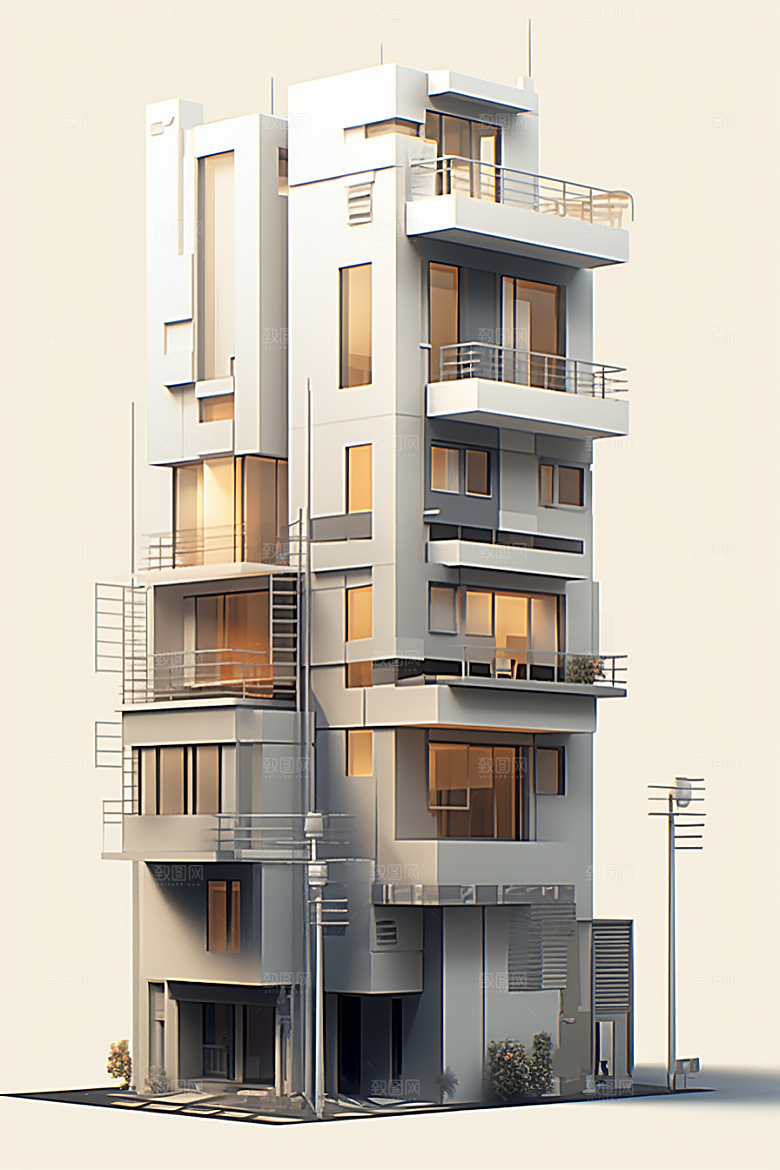 平面建筑设计感简约插画