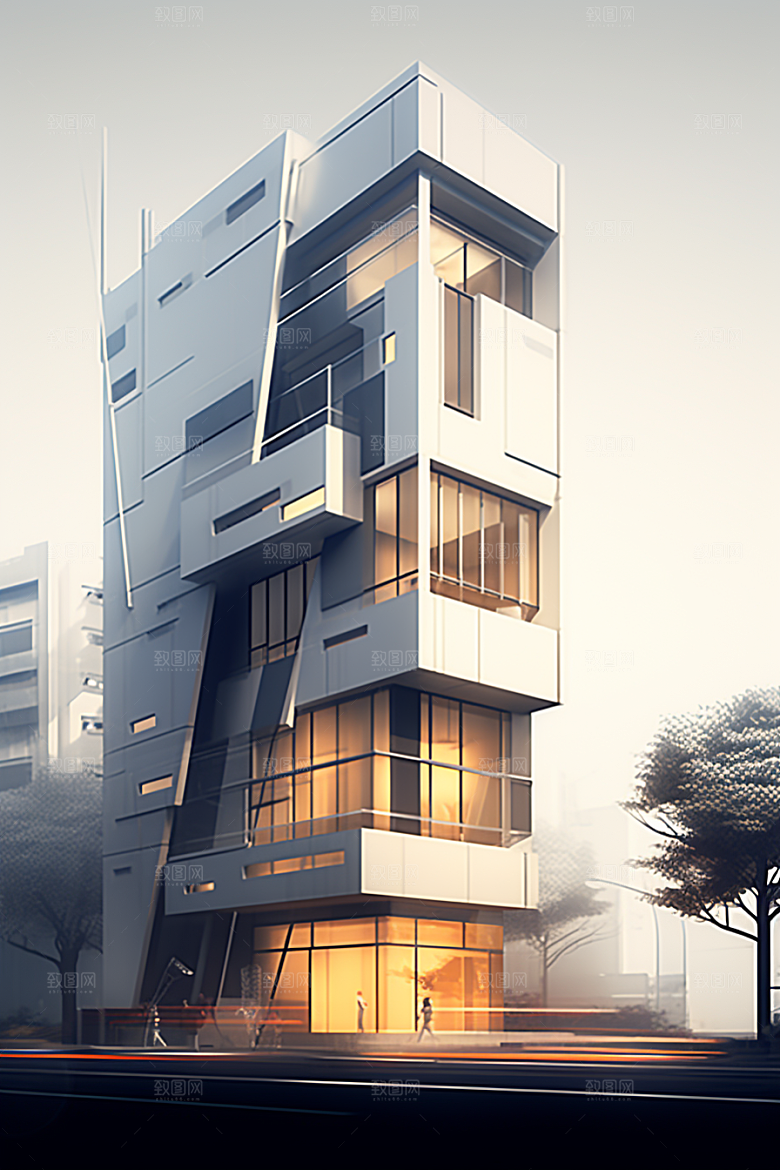 平面建筑几何高清插画