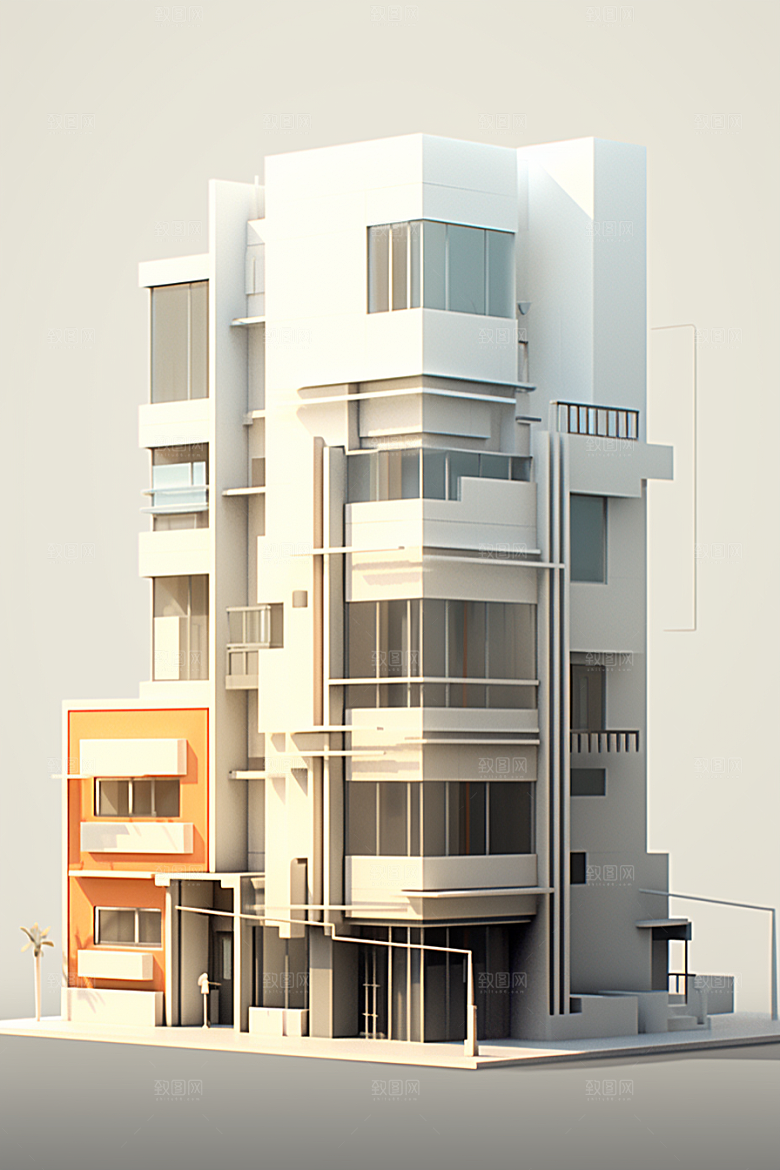平面建筑简约扁平风插画