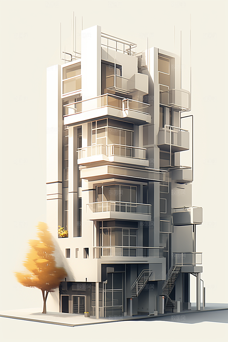 平面建筑大楼高清插画