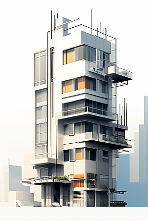 平面建筑立面几何插画
