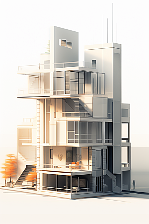 平面建筑简约几何插画