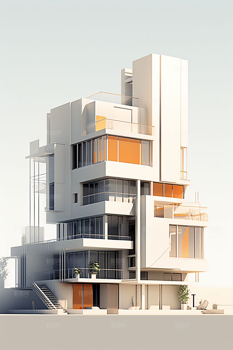 平面建筑扁平风简约插画