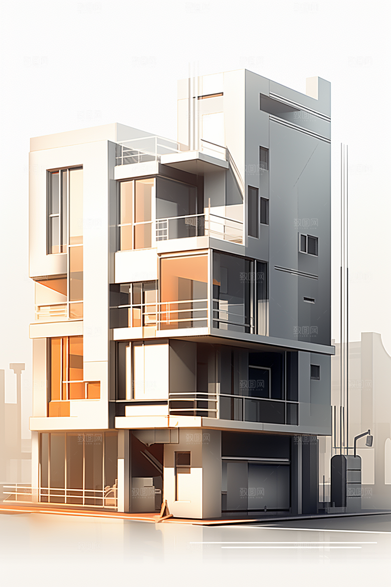 平面建筑简约立面插画