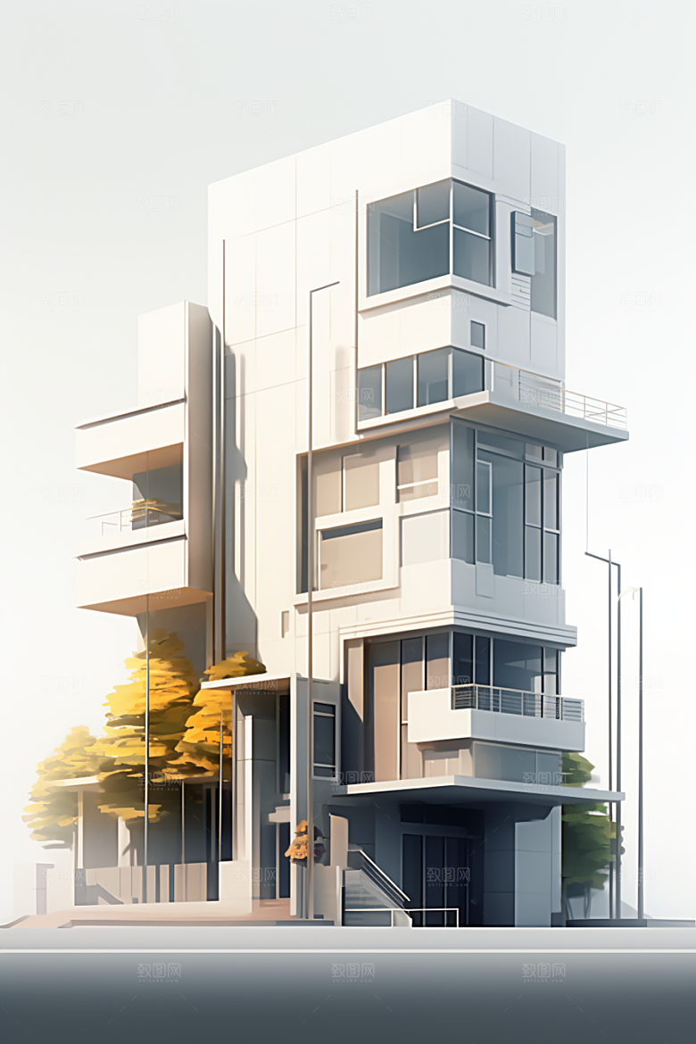 平面建筑高清大厦插画