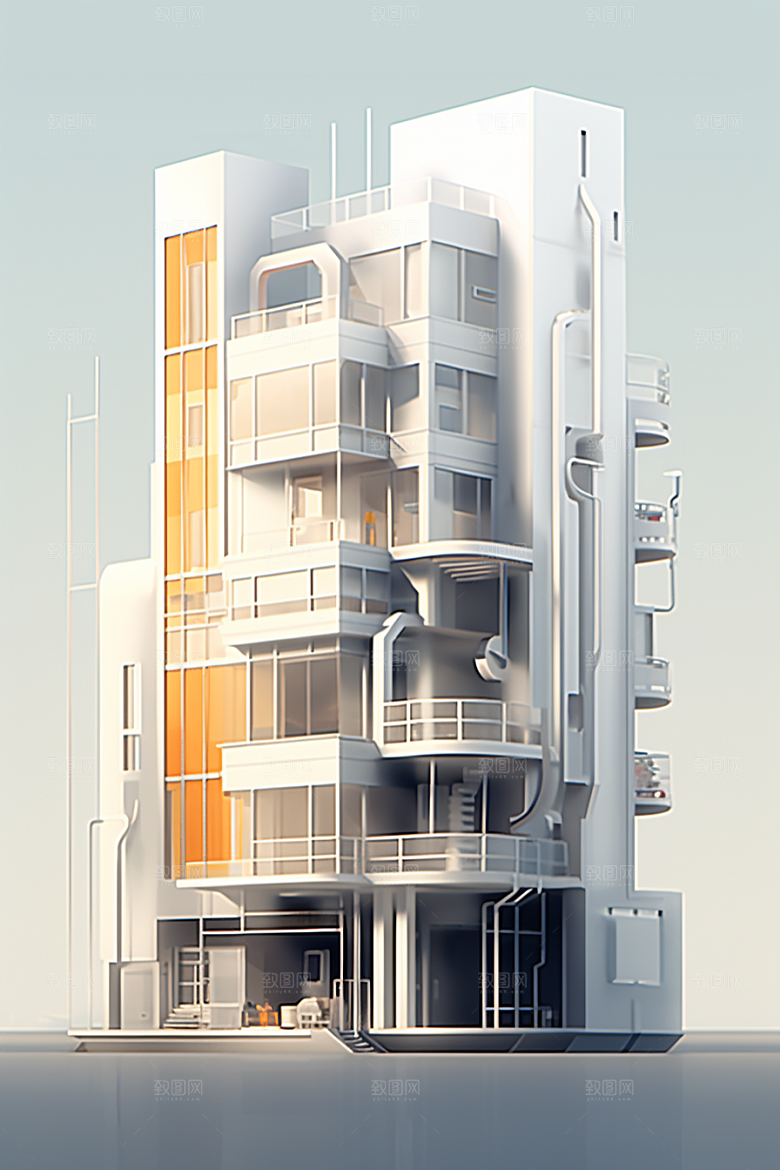 平面建筑设计感大楼插画