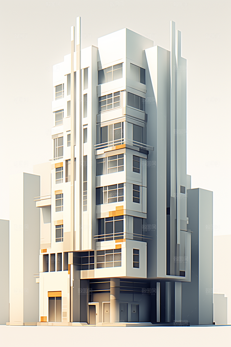 平面建筑扁平风大厦插画