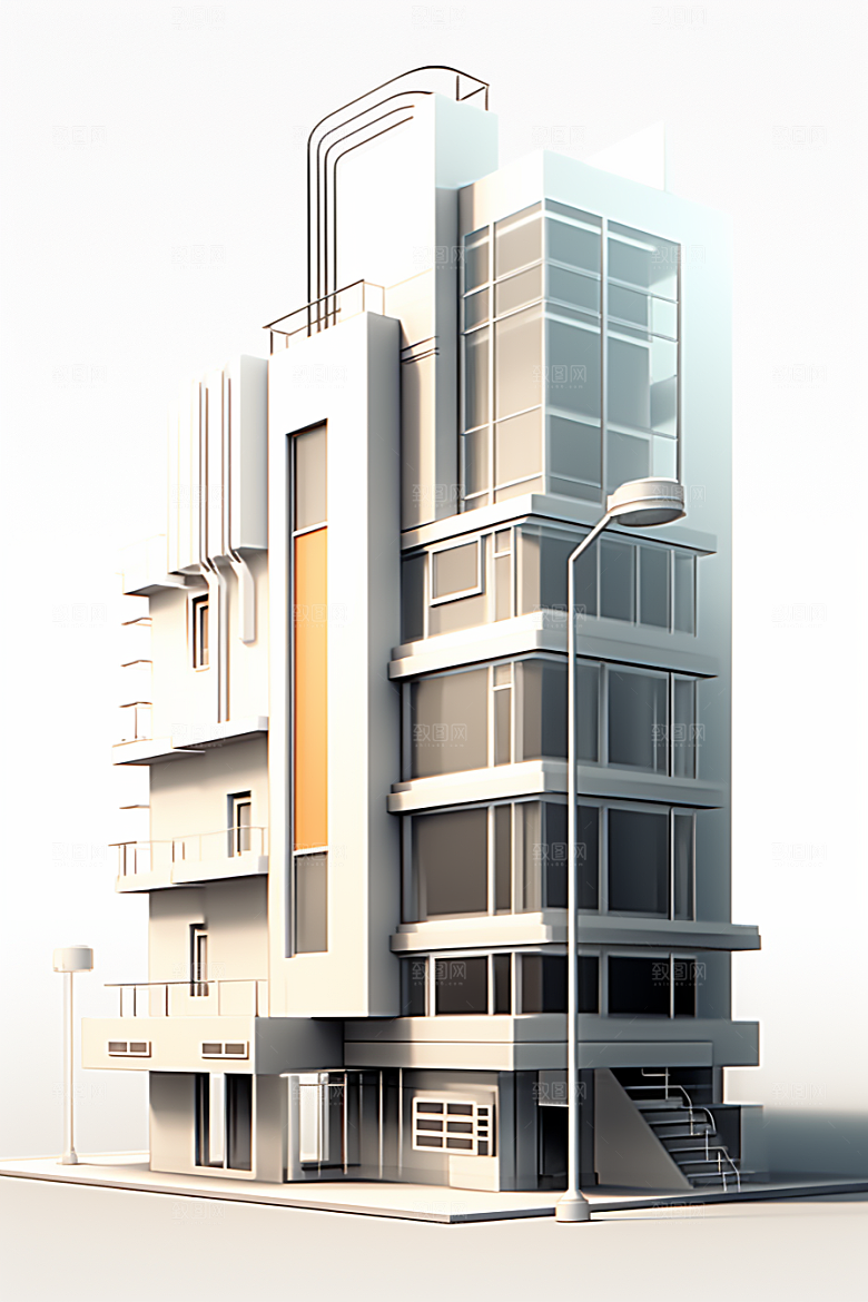 平面建筑简约扁平风插画