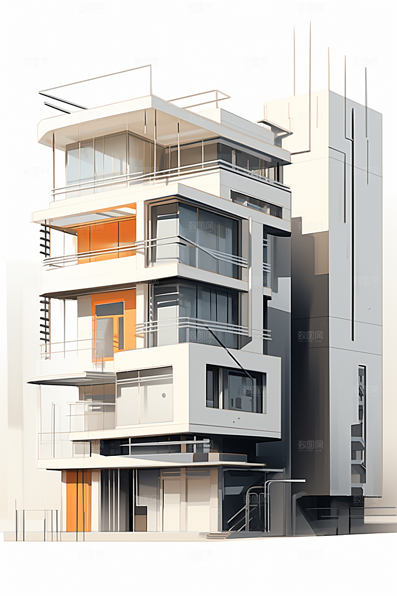 平面建筑简约高清插画