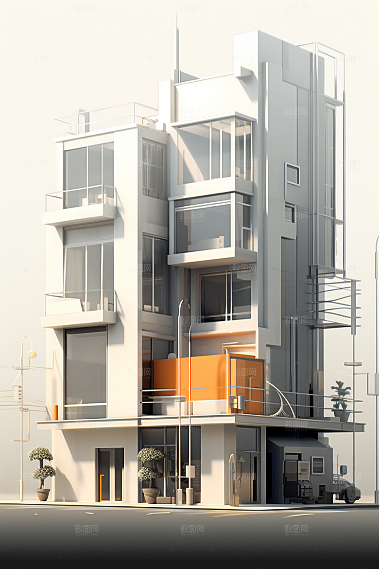 平面建筑高清扁平风插画