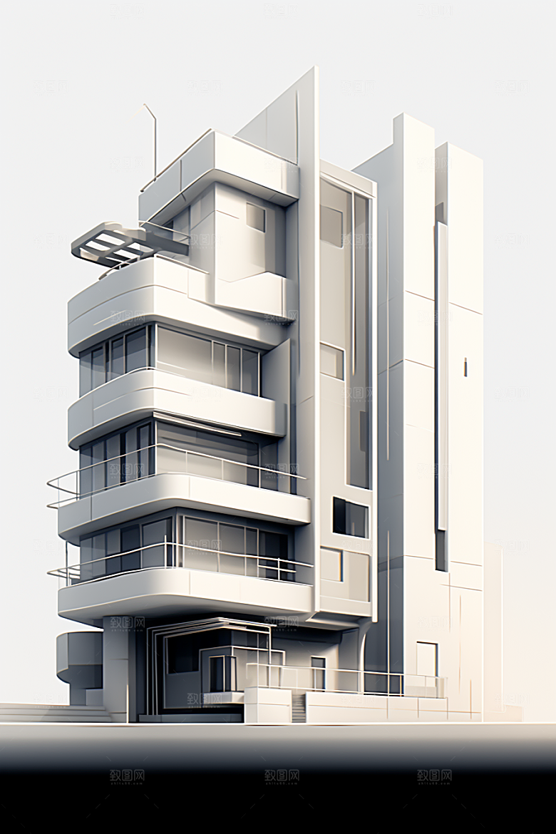 平面建筑设计感大楼插画
