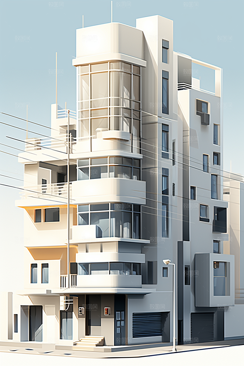 平面建筑大楼大厦插画