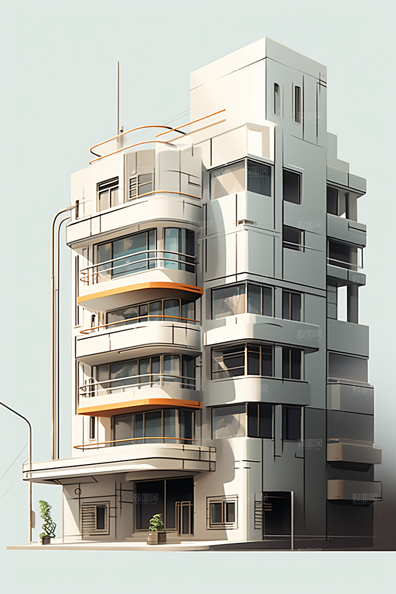 平面建筑设计感高清插画