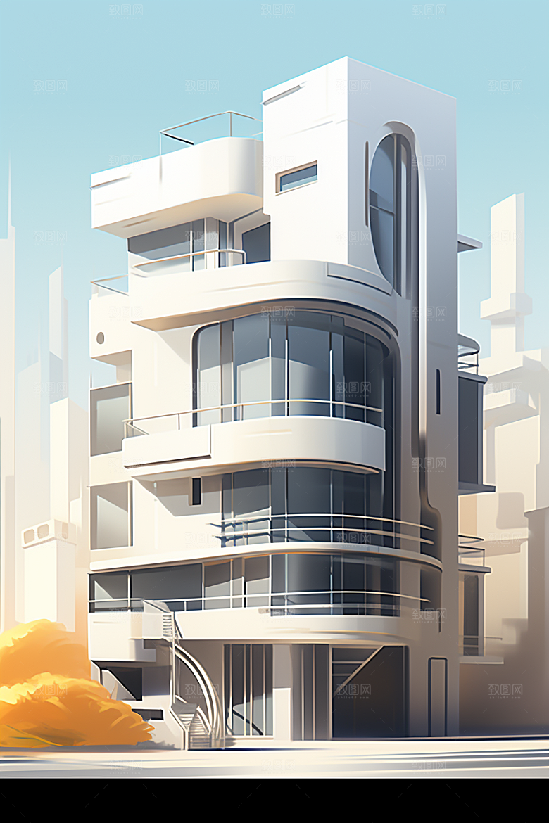 平面建筑高清立面插画