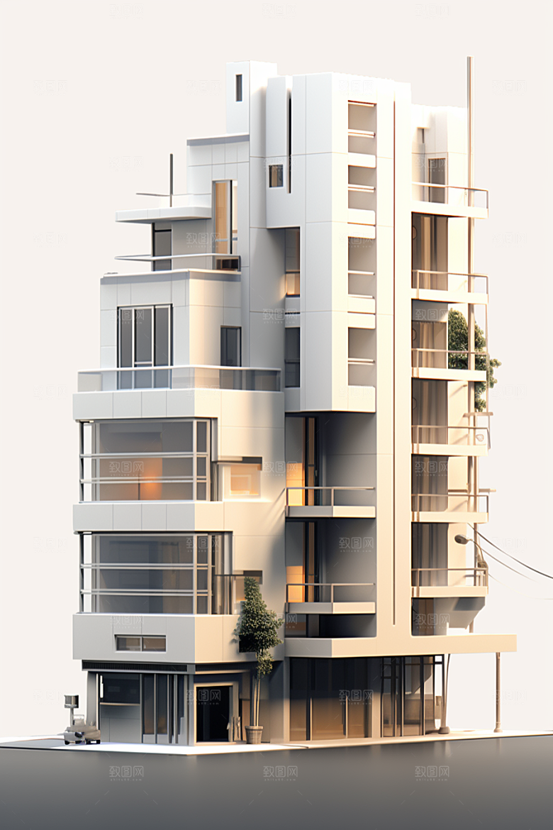 平面建筑大厦设计感插画