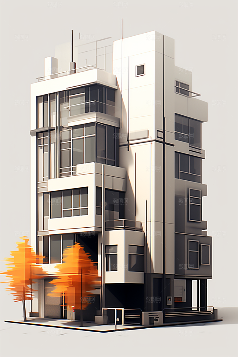 平面建筑设计感几何插画