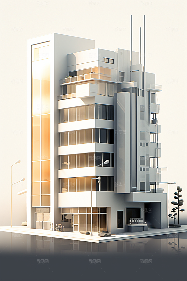 平面建筑设计感几何插画