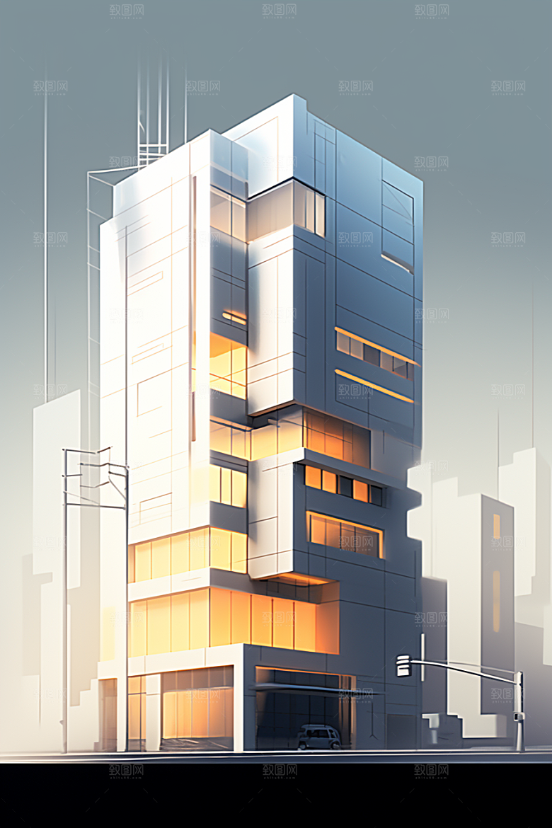 平面建筑高清大楼插画