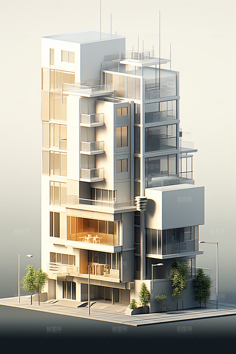 平面建筑设计感立面插画