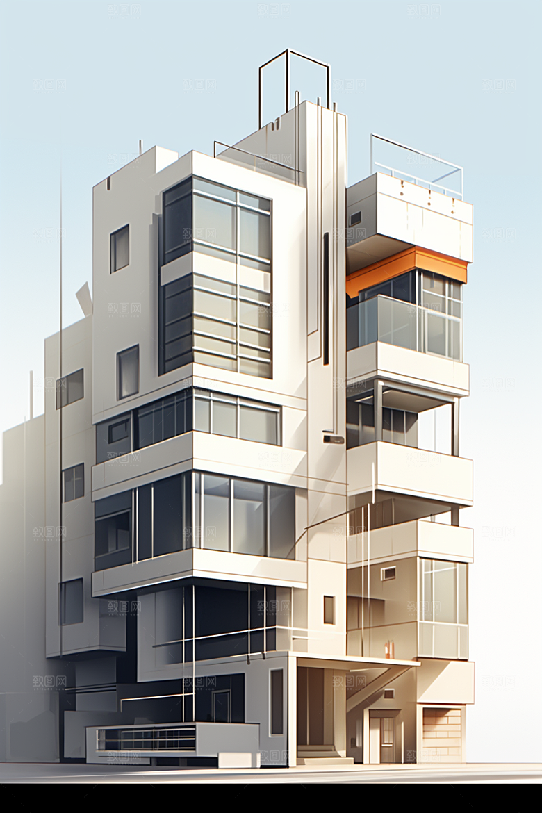 平面建筑简约扁平风插画