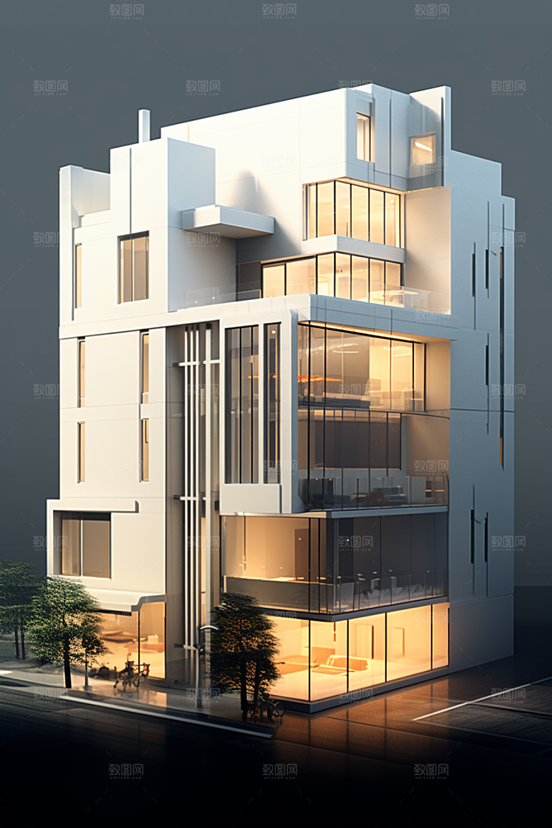 平面建筑立面简约插画