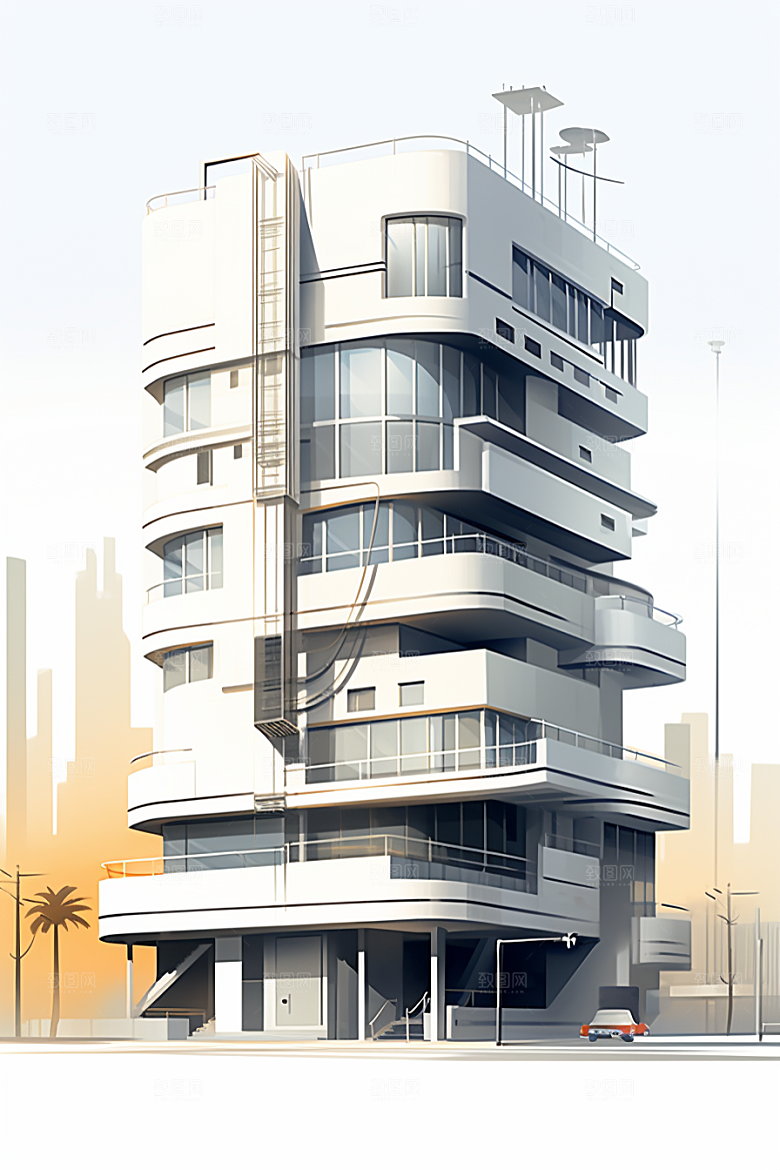 平面建筑大厦高清插画
