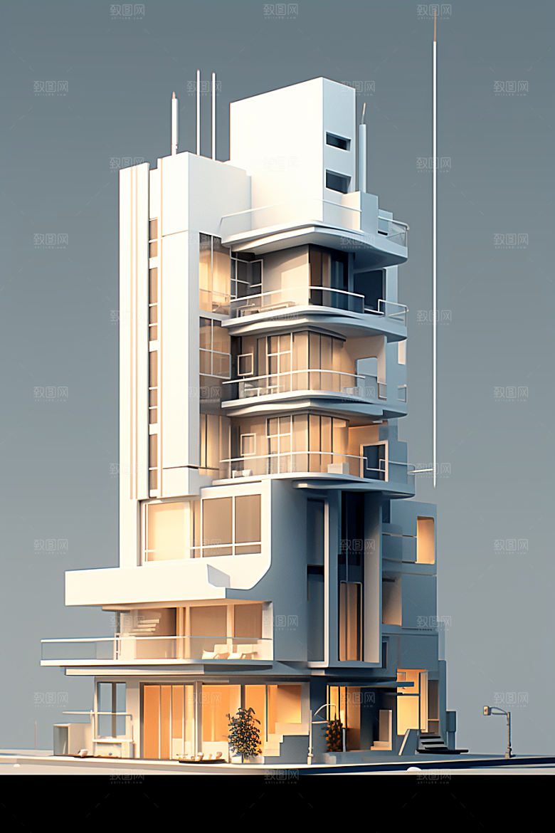 平面建筑大厦高清插画