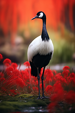 丹顶鹤生态保护动物摄影图