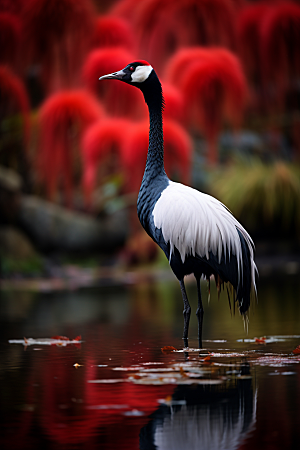 丹顶鹤生态保护动物摄影图