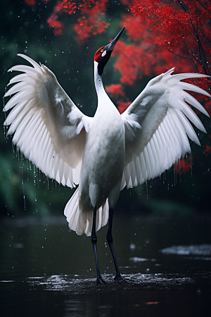 丹顶鹤自然保护动物摄影图