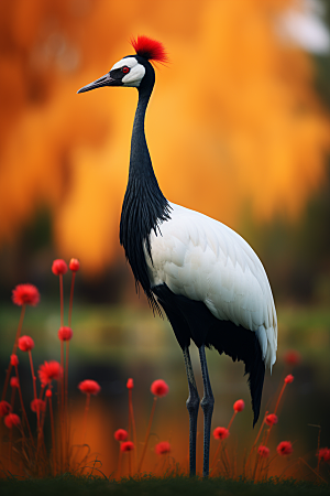 丹顶鹤保护动物生态摄影图