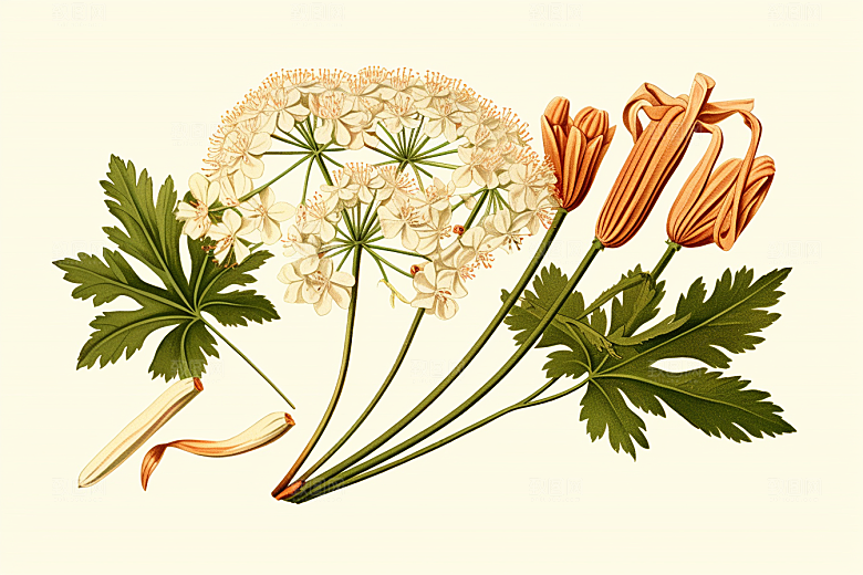 当归植物养生插画