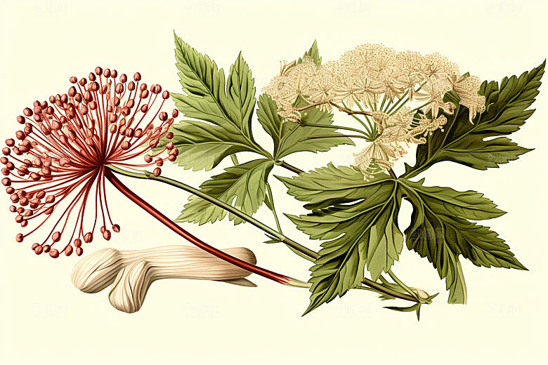 当归中草药药方插画