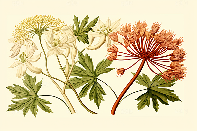 当归植物医疗插画