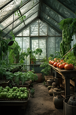 蔬菜大棚生产农业科学摄影图