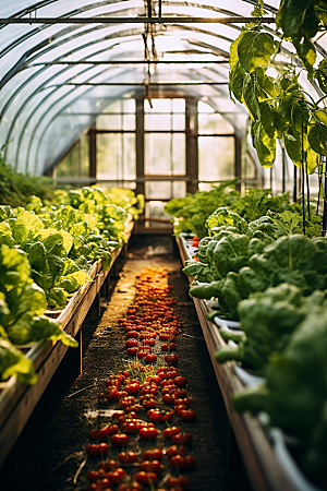 蔬菜大棚种植新鲜摄影图