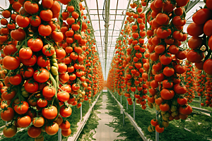 蔬菜大棚生产瓜果蔬菜摄影图