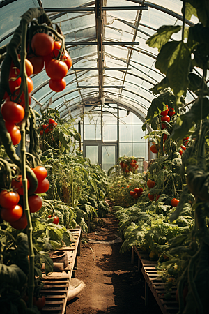 蔬菜大棚生产研究摄影图