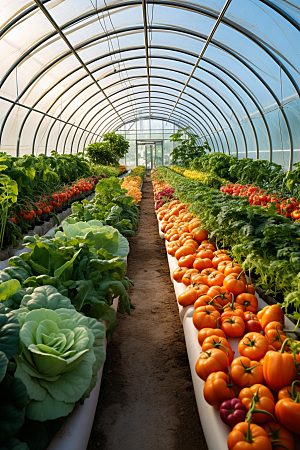 蔬菜大棚种植科研摄影图