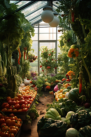 蔬菜大棚科研种植摄影图