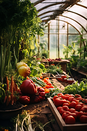 蔬菜大棚种植生产摄影图