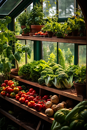 蔬菜大棚生产高清摄影图