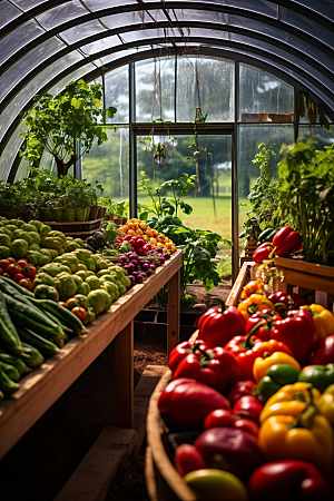 蔬菜大棚农业基地种植摄影图