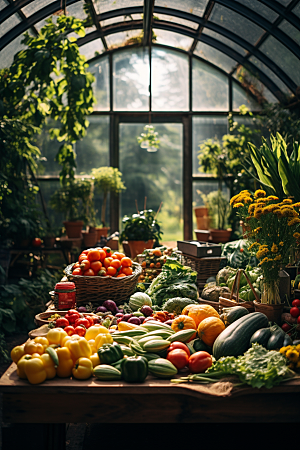 蔬菜大棚瓜果蔬菜高清摄影图